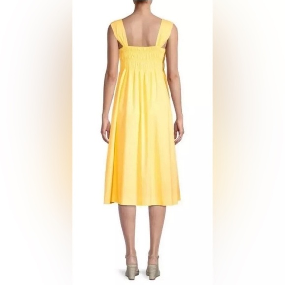 Nanette Lepore Smocked Sleeveless Midi Dress Canary Yellow sz 14 - Picture 2 of 8